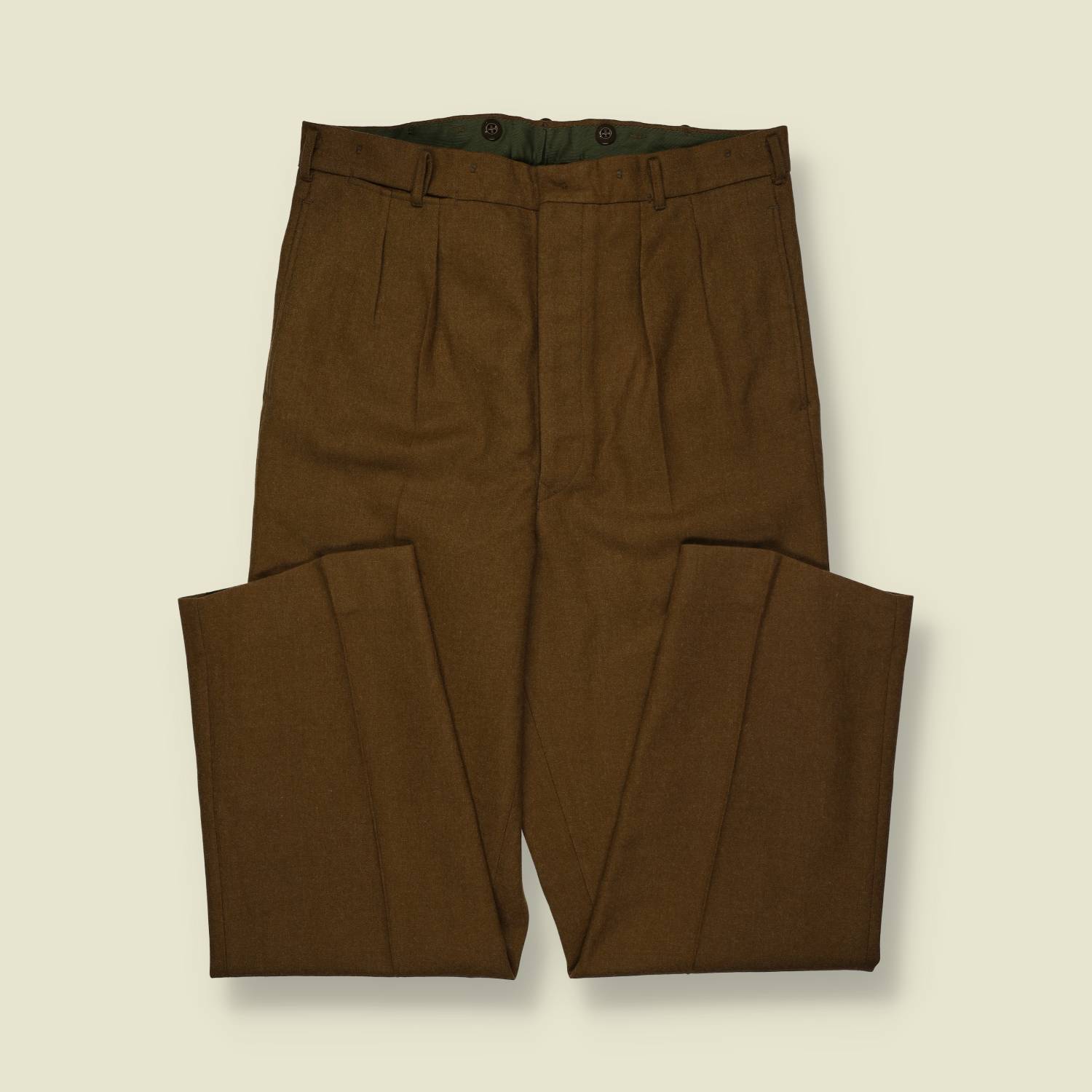 1940s | U.S. Army | M-1937 Wool Serge Trousers – Olive Drab - w32
