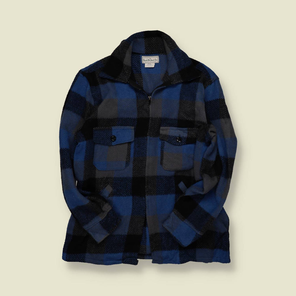 1970s | Gander Mountain | Made in USA | Wool Jac-Shirt – Blue/Black/Grey Check - S