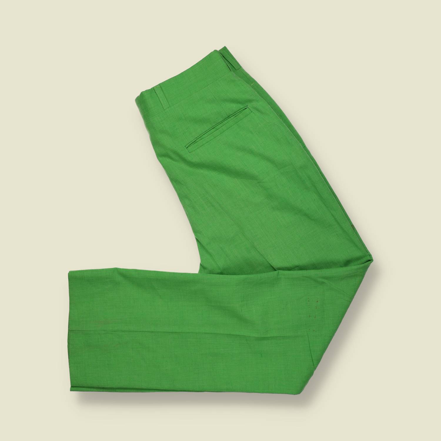 1970s | Tailored Casuals | Bright Green Flares – Poly/Cotton Blend - w32
