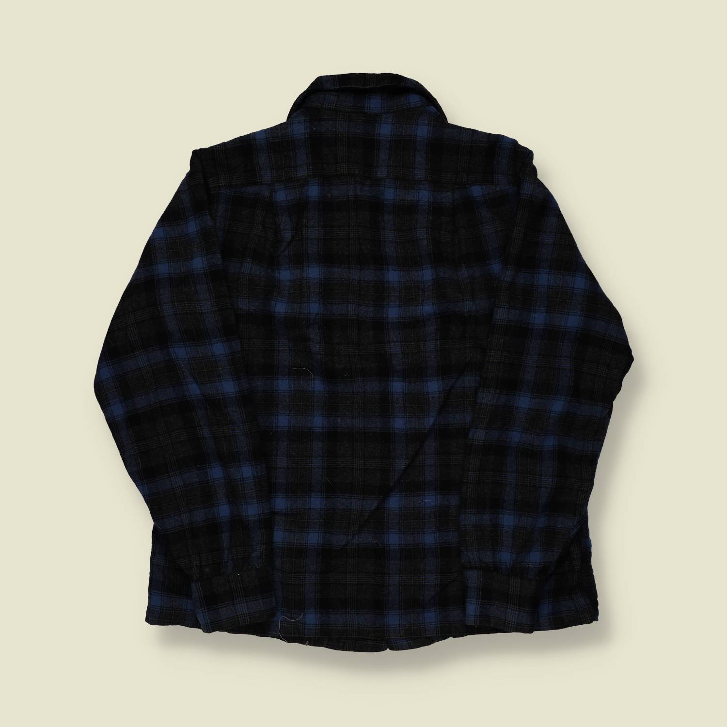 1970s | Pendleton | Wool Board Shirt – Black/Blue Plaid - S