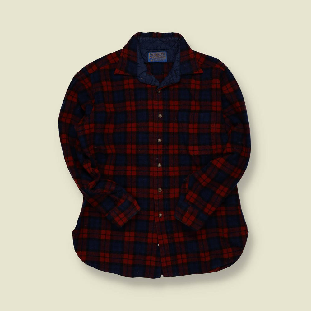 1970s | Pendleton | Wool Flannel Shirt – Red/Navy Plaid - XS/S