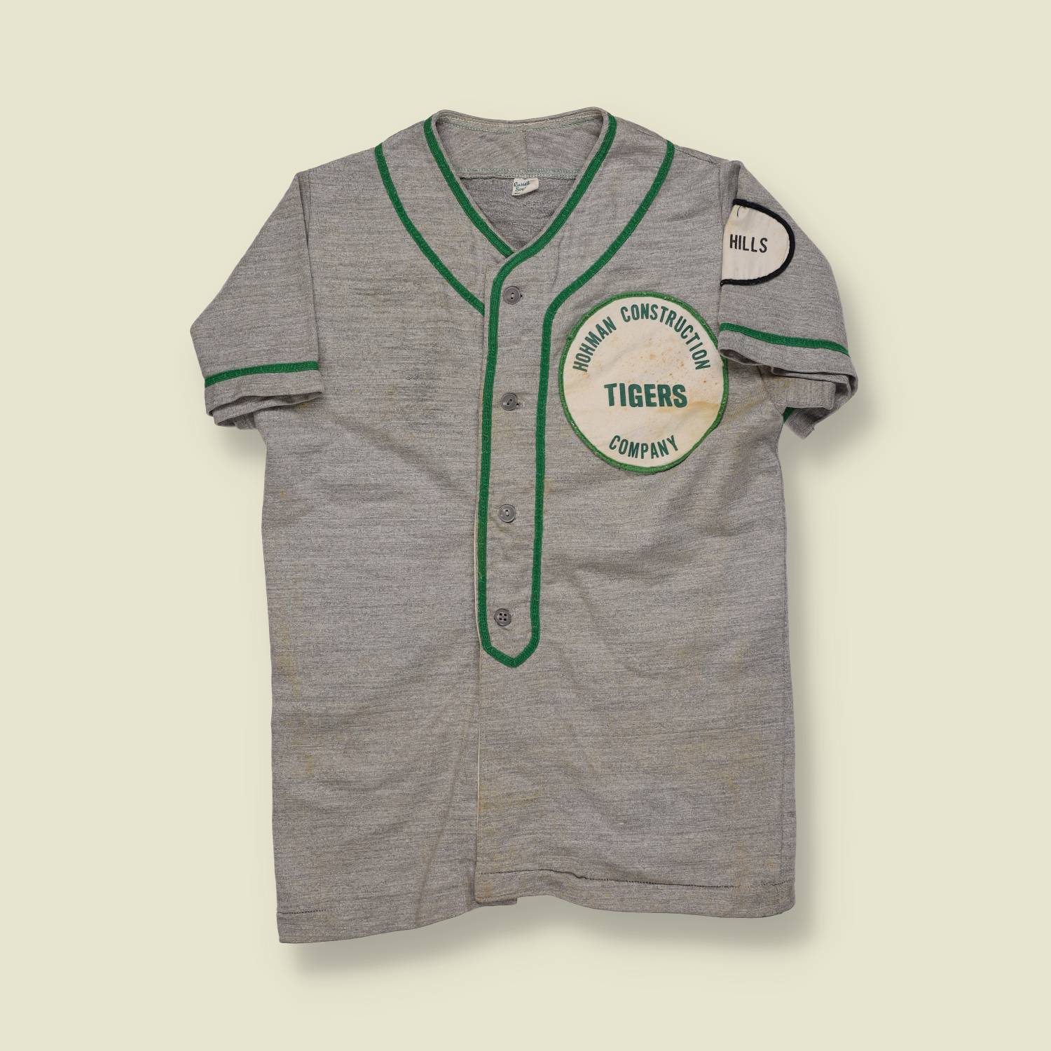 1960s | Russell Southern | Hohman Construction Tigers Jersey – Grey/Green Trim - XS/S
