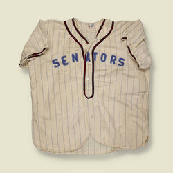 1950s | Felco | Senators Pinstripe Baseball Jersey – Cream/Blue/Red - S