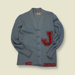 1950s | Letterman Varsity Cardigan – Powder Blue/Red ‘St. Joseph J’ - XS/S
