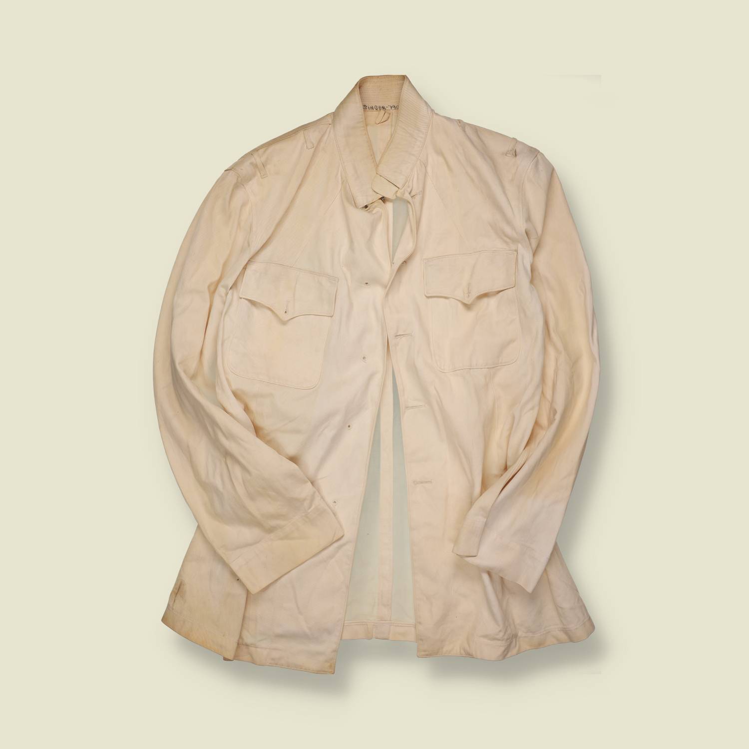 1940s | U.S. Coast Guard | White Deck/Uniform Shirt – Two-Pocket Poplin - S