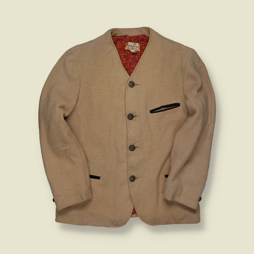 1960s | Edelweiss | Alpine Wool Jacket – Beatles Tour-Style Lining – Natural Wool - S