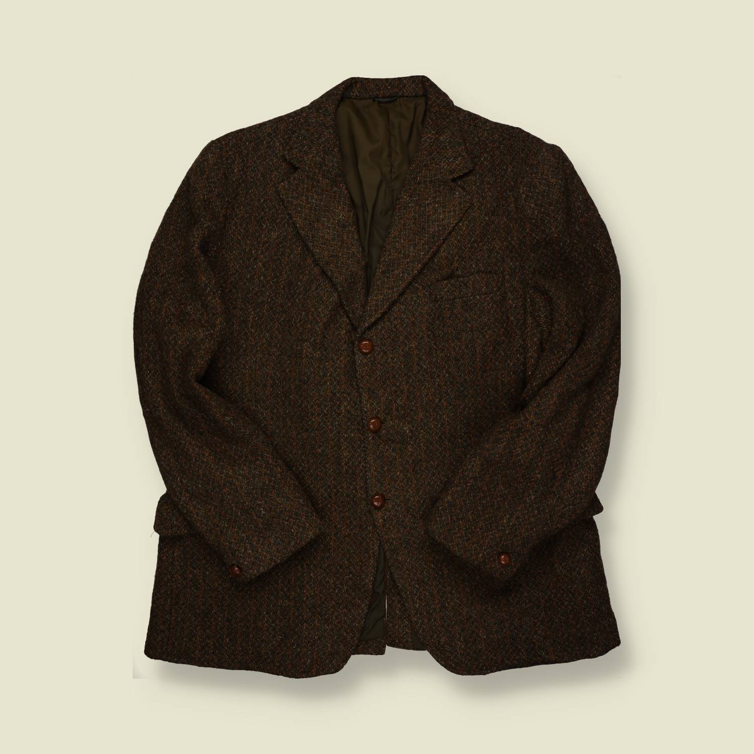1960s | Harris Tweed | Made in UK | Handwoven Wool Sports Jacket – Brown Mix - M