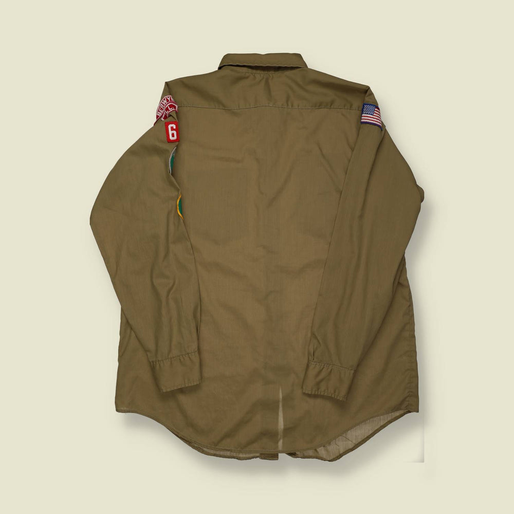 1970s | Boy Scouts of America | Uniform Shirt – Olive Green with Patches - M