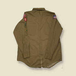 1970s | Boy Scouts of America | Uniform Shirt – Olive Green with Patches - M