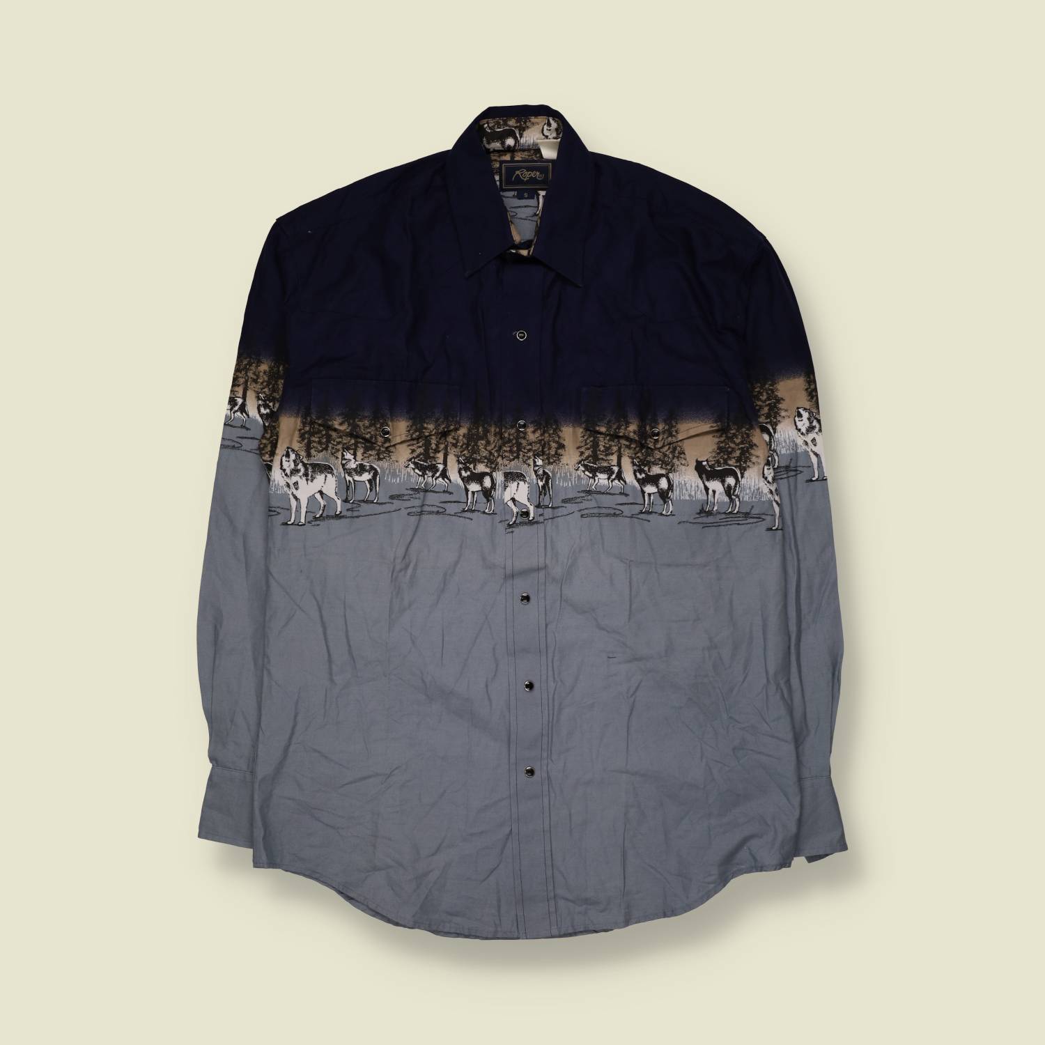 1990s | Roper | Wolf Print Western Shirt - L