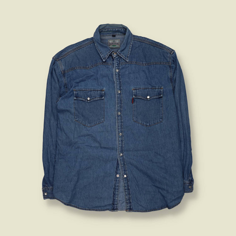 1990s | New Star | Denim Western Shirt | Indigo - L