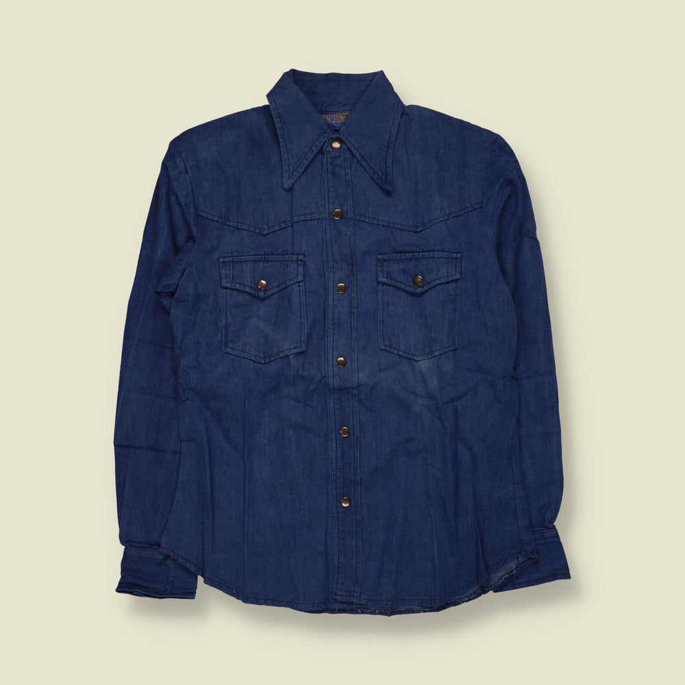 1970s | Jean Junction | Denim Western Shirt | Dark Indigo - S