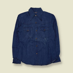 1970s | Jean Junction | Denim Western Shirt | Dark Indigo - S
