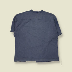 1970s | Striped Cotton Farmer Shirt | Blue & White - 4XL