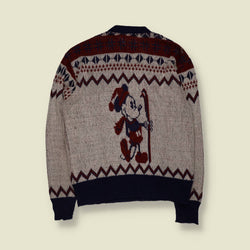 1970s | Kennington | Walt Disney Productions Mickey Mouse Intarsia Knit | Cream, Navy & Burgundy - M