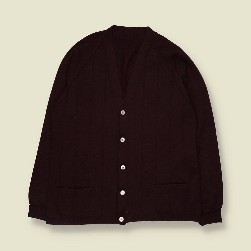 1970s | Fine Knit V-Neck Cardigan | Black - S