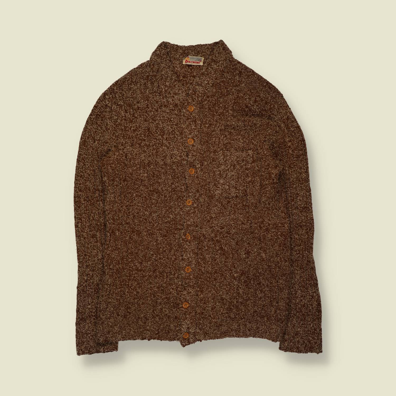 1960s | Baronel | Marl Boucle Cardigan | Brown - XS