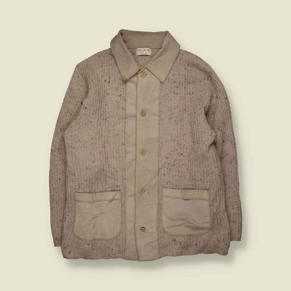 1980s | MAK | Donegal Knit & Suede Jacket | Oatmeal - Made in Italy - M