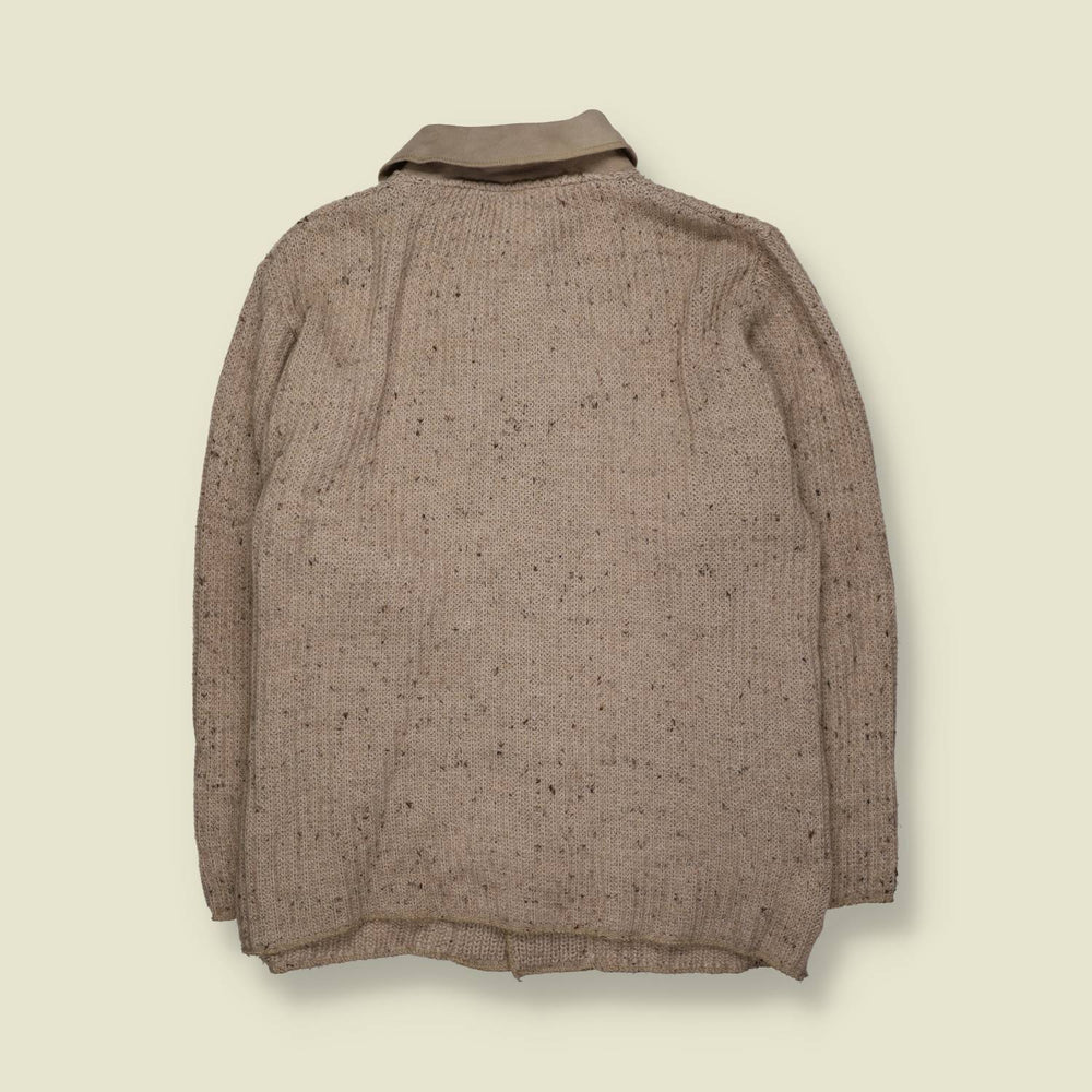 1980s | MAK | Donegal Knit & Suede Jacket | Oatmeal - Made in Italy - M