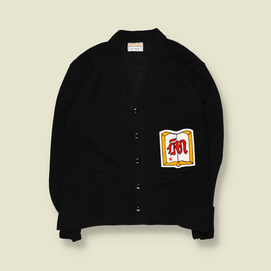 1970s | Bristol Products | Letterman Award Cardigan | Black - Made in USA - L