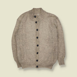 1970s | Textured Knit Wool Cardigan | Oatmeal - S