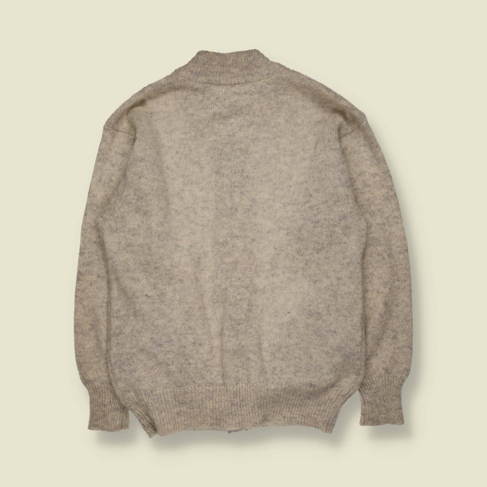 1970s | Textured Knit Wool Cardigan | Oatmeal - S