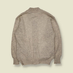 1970s | Textured Knit Wool Cardigan | Oatmeal - S