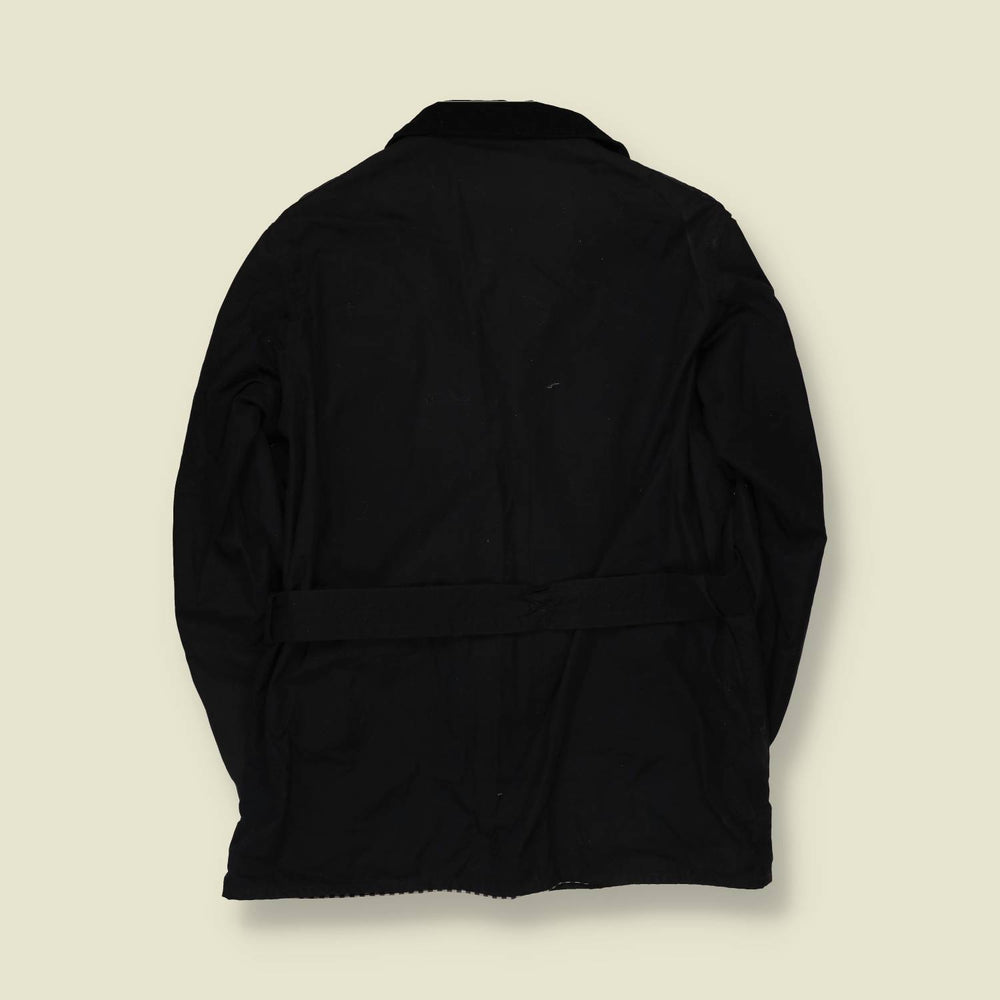 2000s | Barbour International | Black Belted Motorcycle Jacket - The Northumberland Series - L