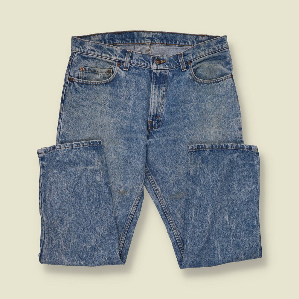 1980s-90s | Levi's | Acid-Wash Blue Relaxed Fit Jeans - Made in USA - w36
