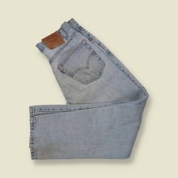 1980s-90s | Levi's | Light-Wash Blue 550 Relaxed Fit Jeans - Made in USA - w33