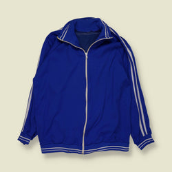 1970s | Royal Blue & White Stripe Zip-Up Track Top - S