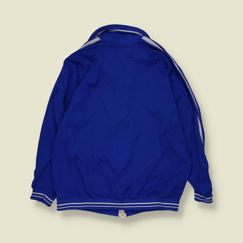 1970s | Royal Blue & White Stripe Zip-Up Track Top - S