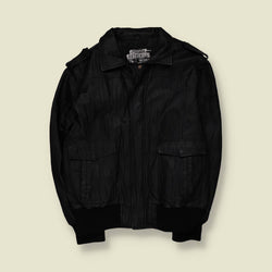 1990s | Autogrill | Leather Flight Jacket - Black - XL