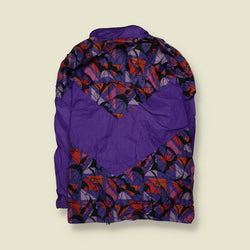 1980s | Anzont | Purple Abstract Print Hooded Windbreaker Jacket - 3XL