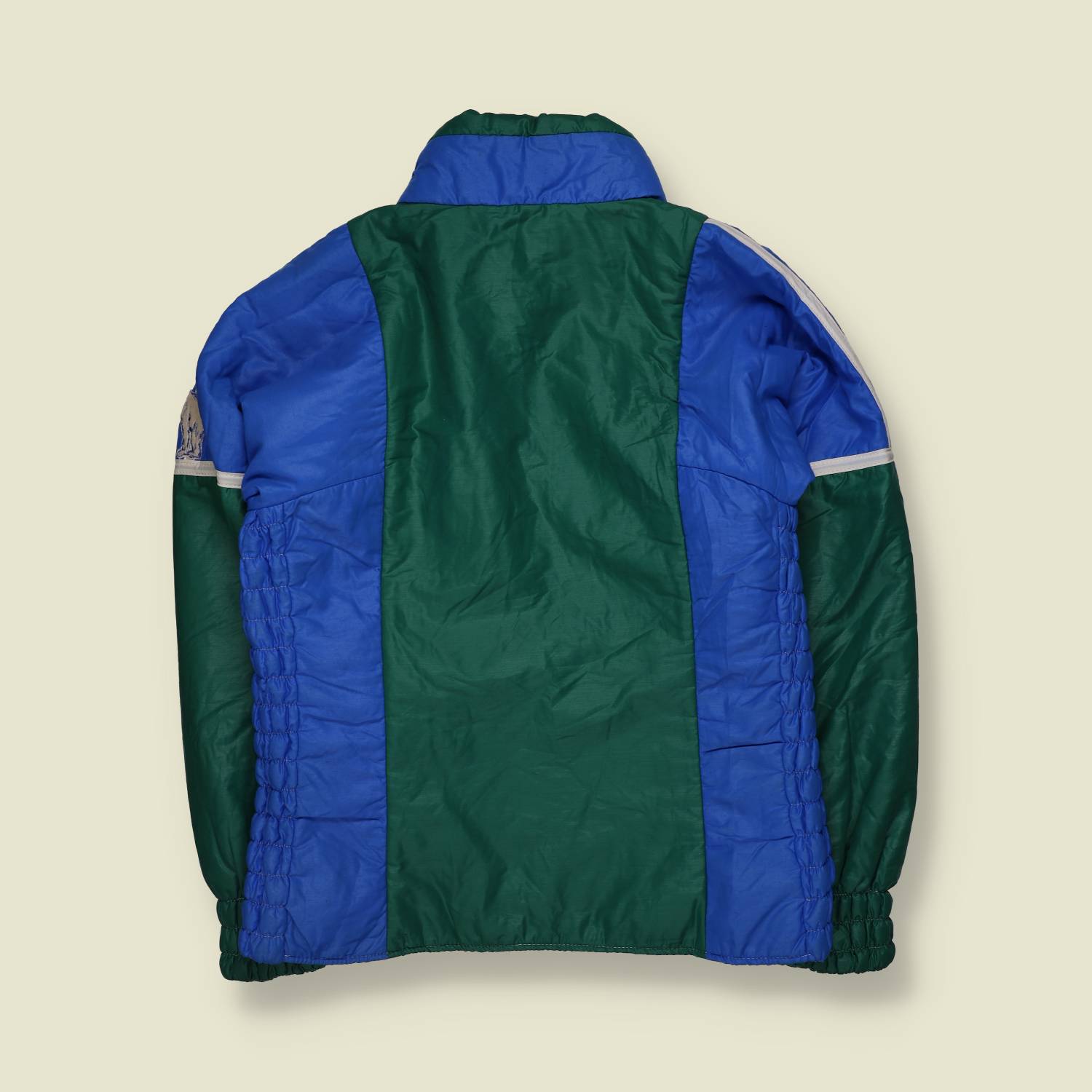 1970s | Henry Ours | Royal Blue & Green Colour-Block Padded Ski Jacket - Made in France - S