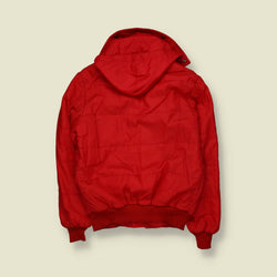 1970s | Red & Blue Stripe Hooded Padded Ski Jacket - M