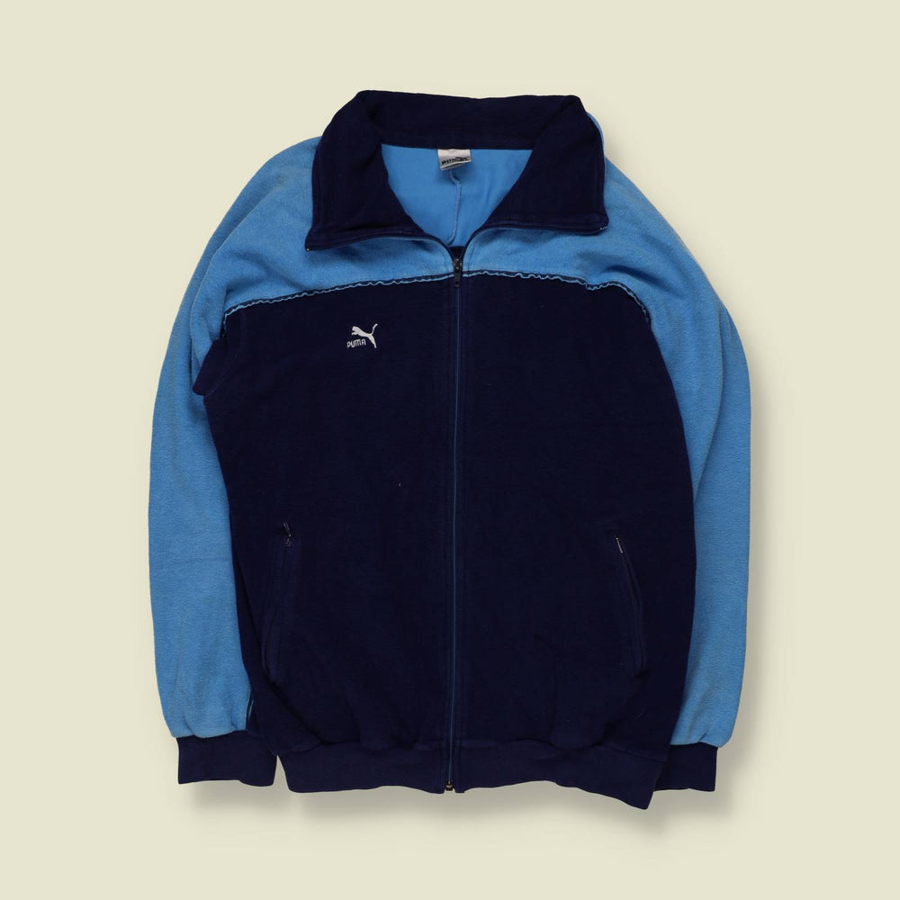 1980s | Puma | Navy & Sky Blue Towelling Track Jacket - M