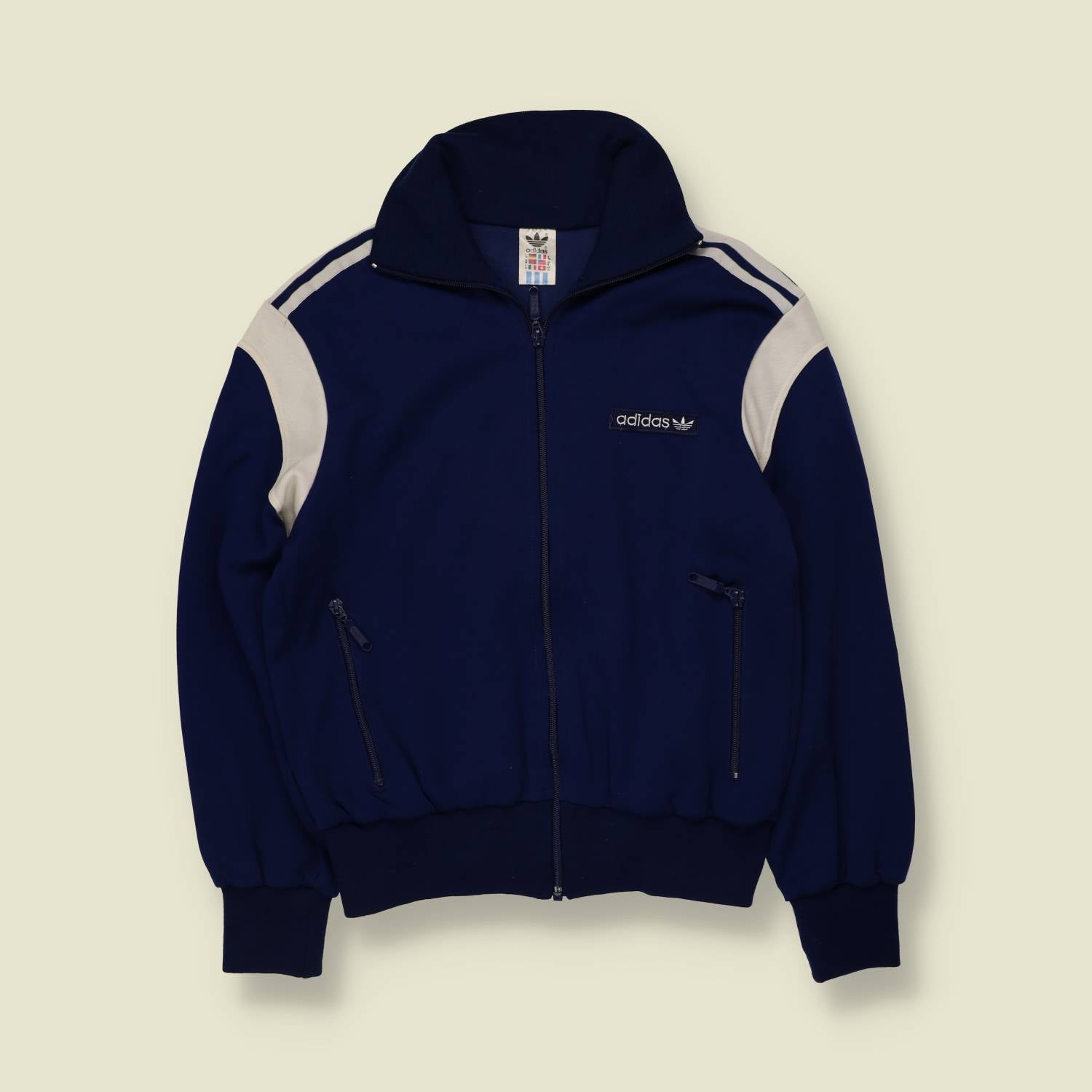 1970s | Adidas | Navy & White Track Jacket - XXS