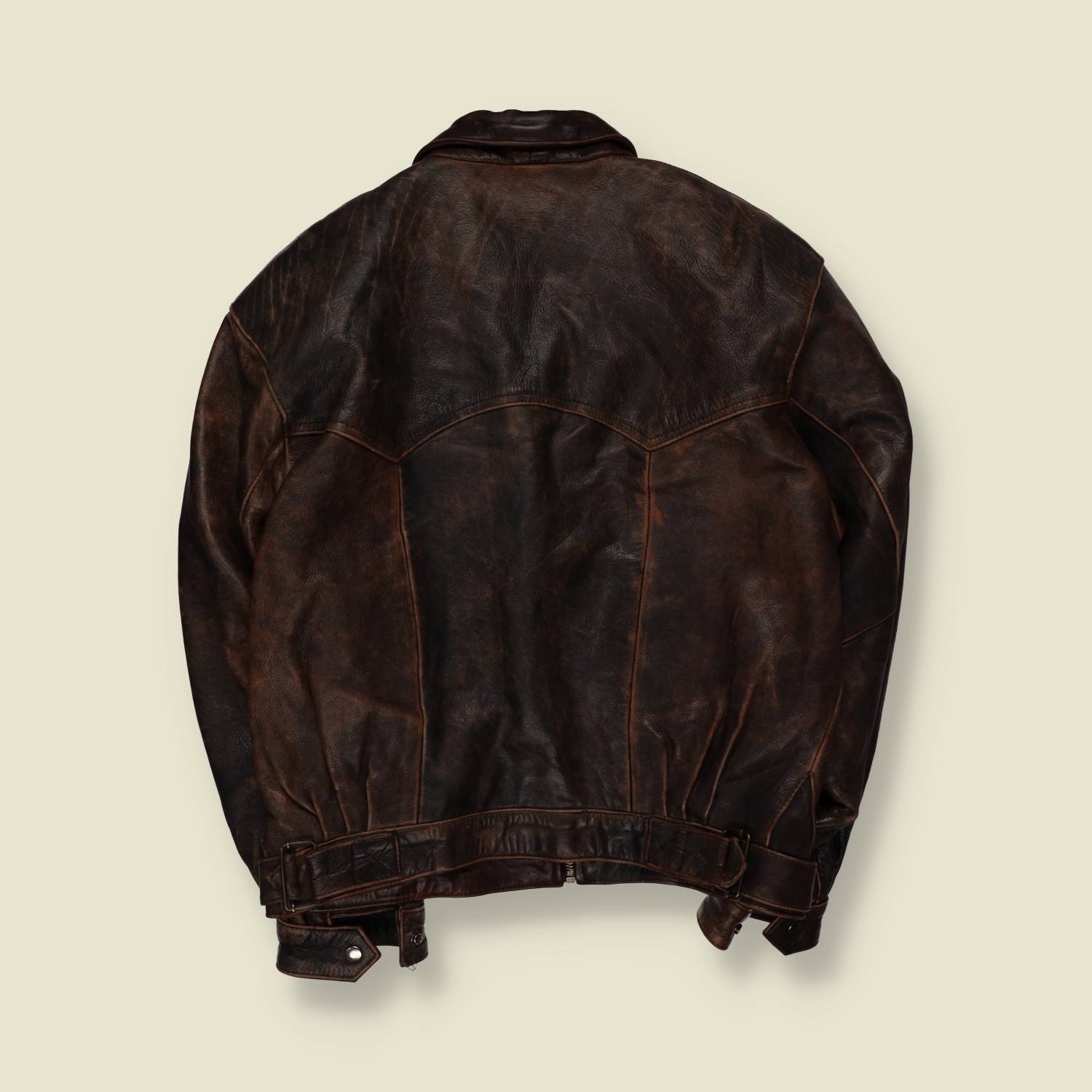 1980s | Pantera | Heavyweight Leather Flight Jacket - Brown - L