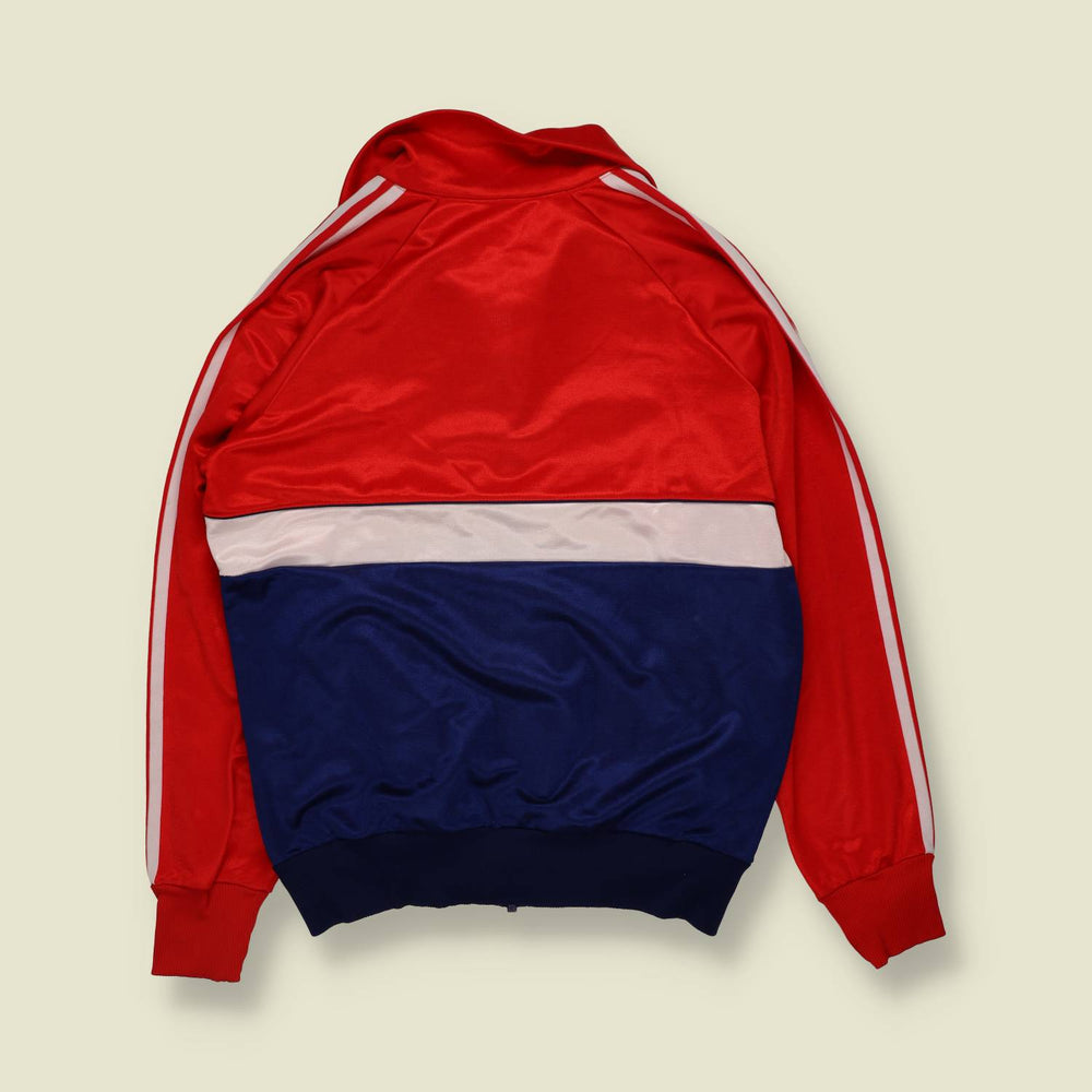 1980s | Adidas | Red, White & Navy Colour-Block Three-Stripe Track Jacket - XS
