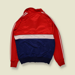 1980s | Adidas | Red, White & Navy Colour-Block Three-Stripe Track Jacket - XS