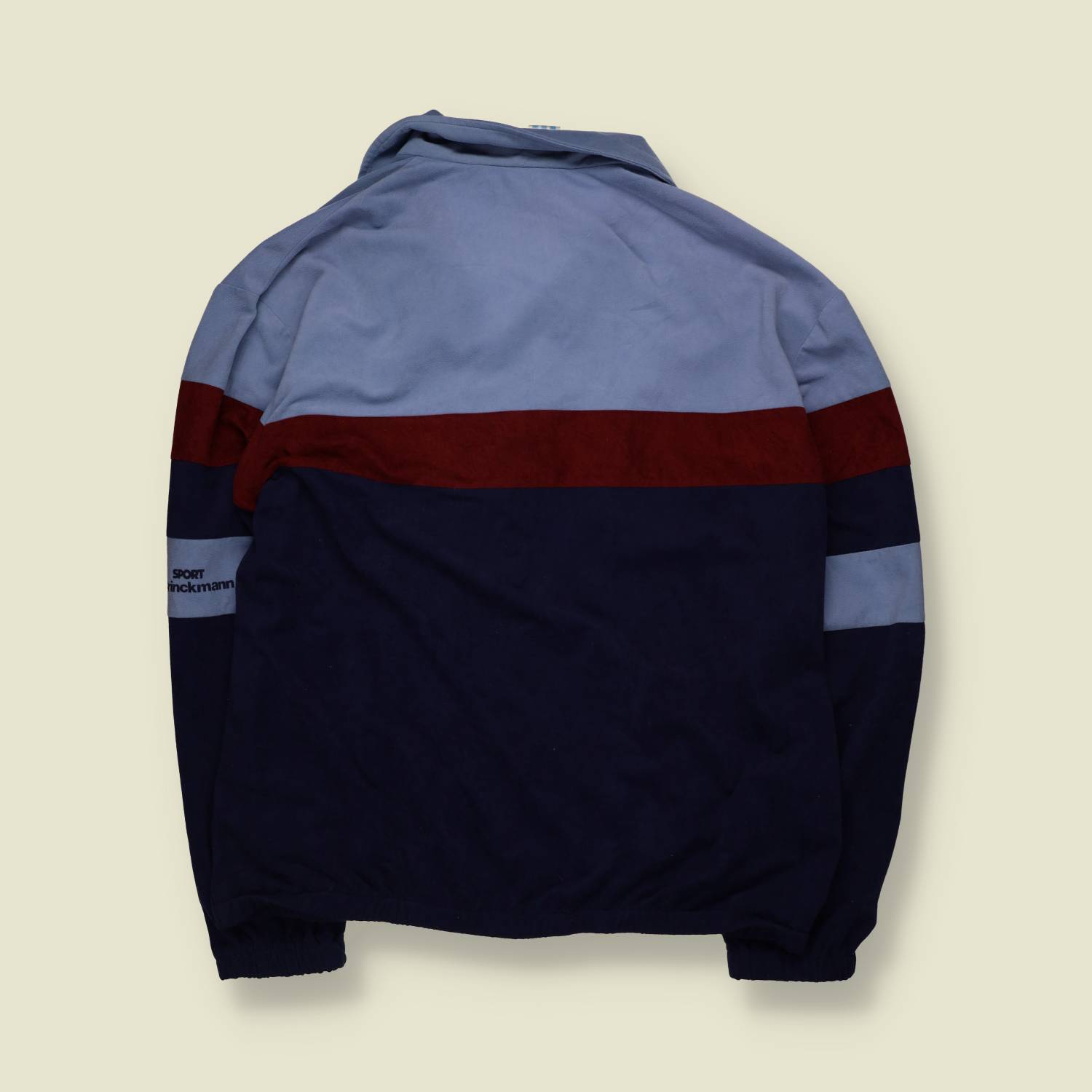 1980s | Adidas | Sky Blue, Burgundy & Navy Velour Colour-Block Track Jacket - XXL