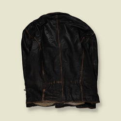 1980s | Jeanseria Del Corso | Heavyweight Leather Biker Jacket - Black - 5XL
