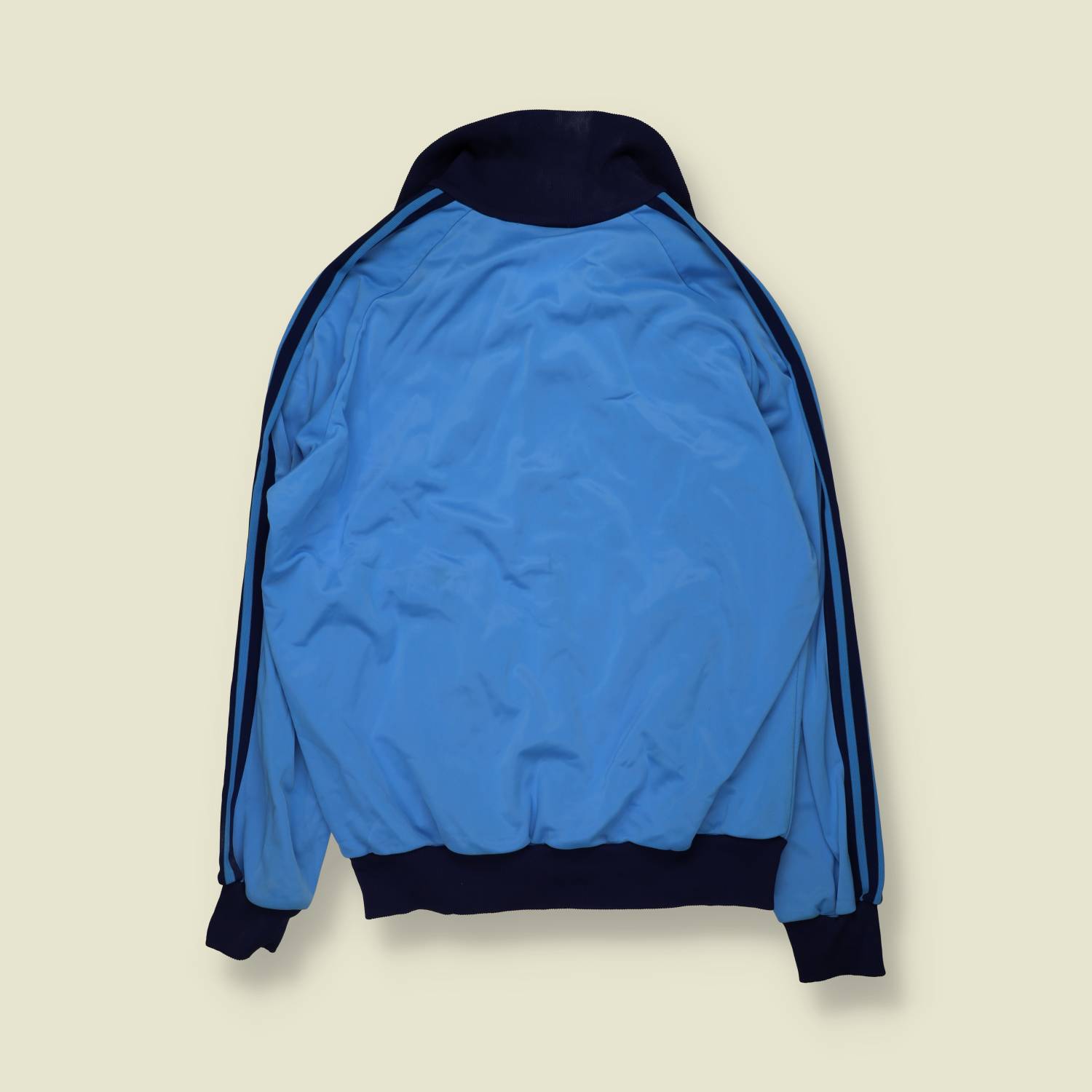 1980s | Adidas | Sky Blue & Navy Three-Stripe Track Jacket - L