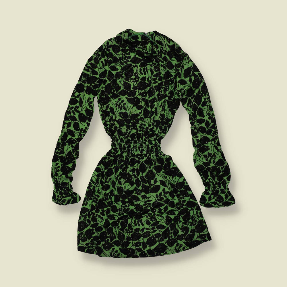 1970s | TGL Sweden | Green & Black Floral Print Mini Dress - 4