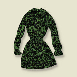 1970s | TGL Sweden | Green & Black Floral Print Mini Dress - 4