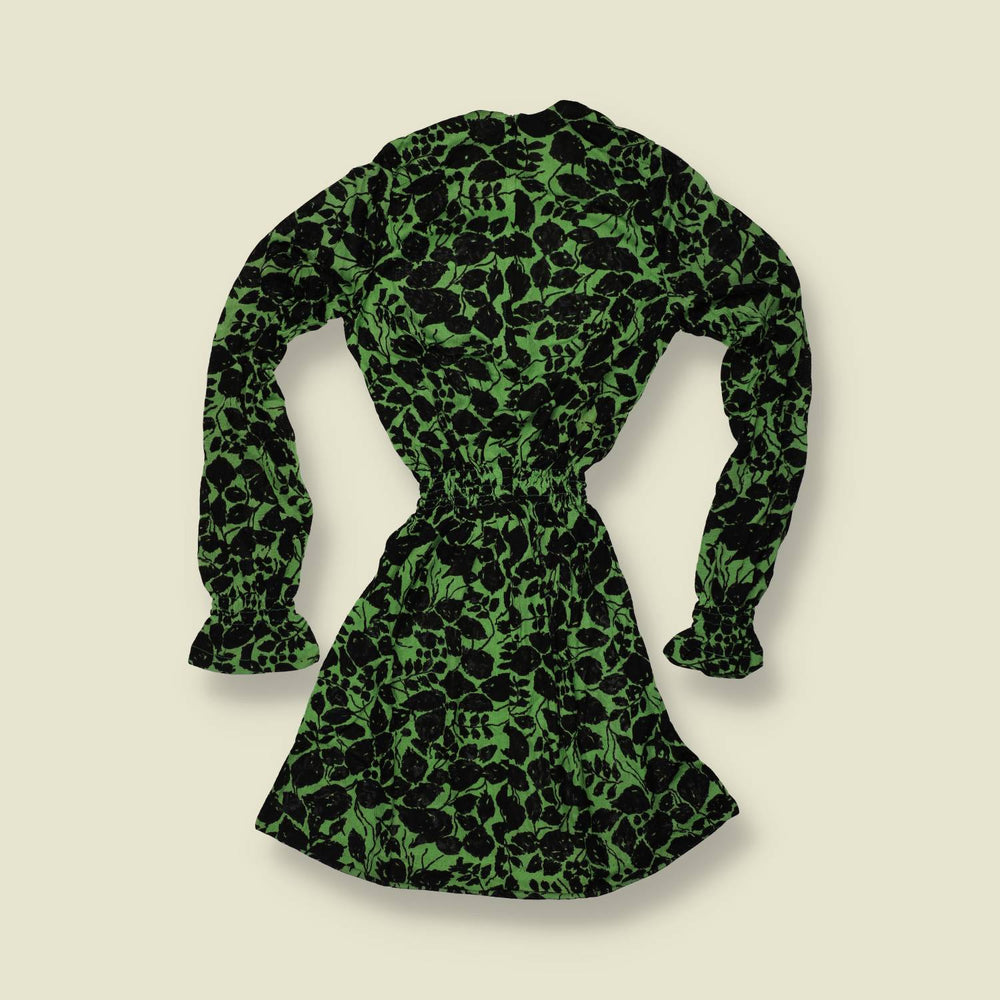 1970s | TGL Sweden | Green & Black Floral Print Mini Dress - 4