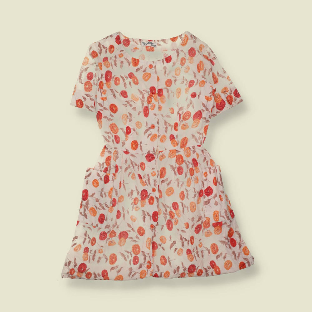 1950s | Printemps Paris | Floral Print Cotton Day Dress - 10