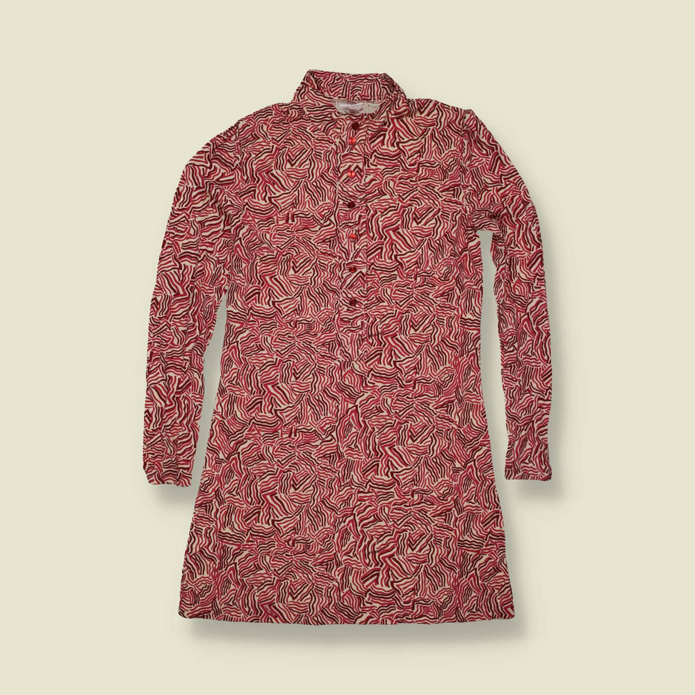 1970s | TGL Sweden | Abstract Wave Print Cotton Blend Shirt Dress - Deadstock - 8