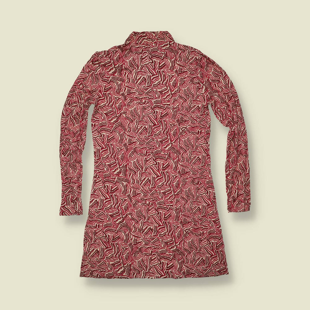 1970s | TGL Sweden | Abstract Wave Print Cotton Blend Shirt Dress - Deadstock - 8